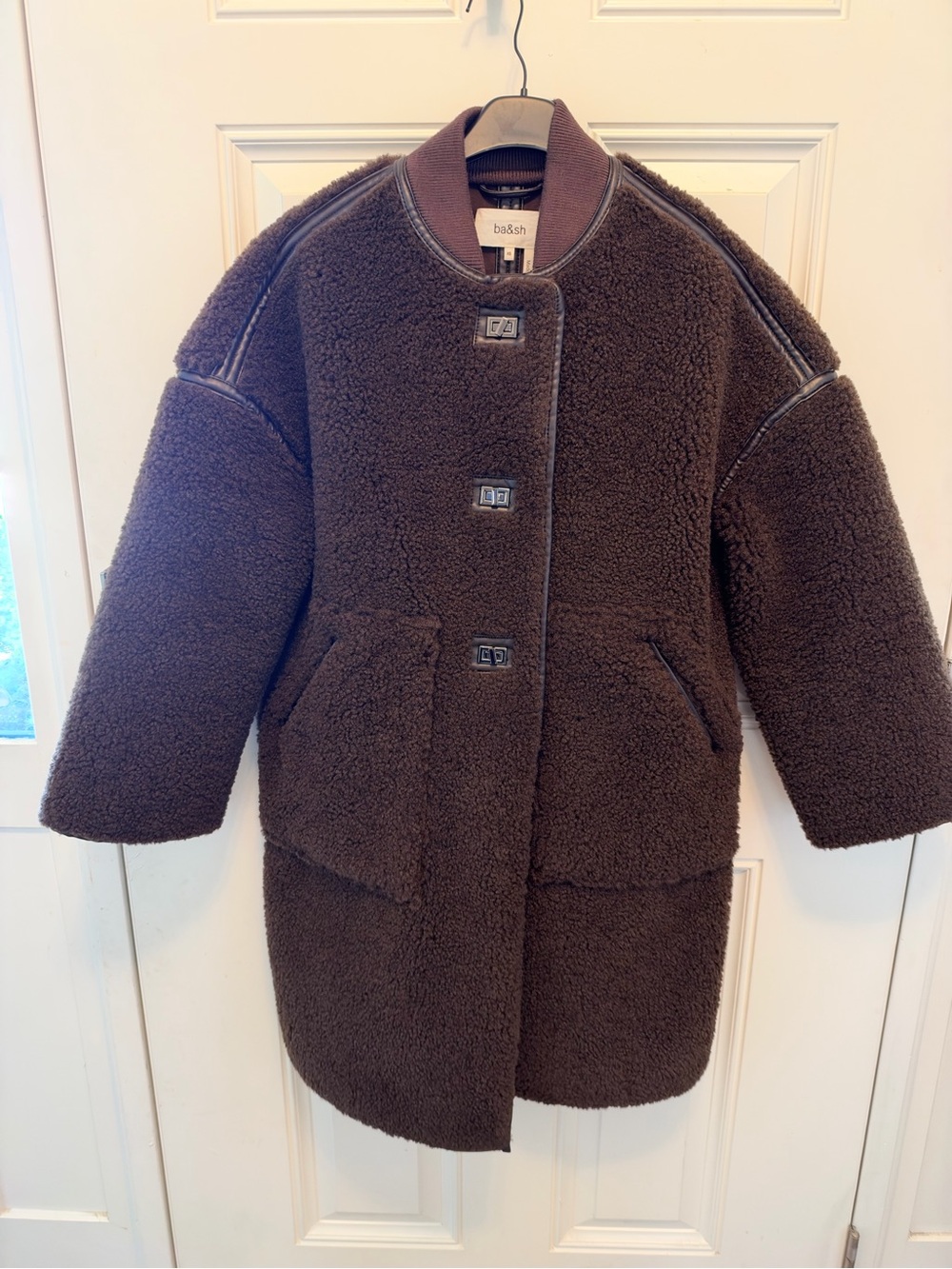 ba&sh Paris NWT Chocolate Brown Teddy Shearling Coat XS